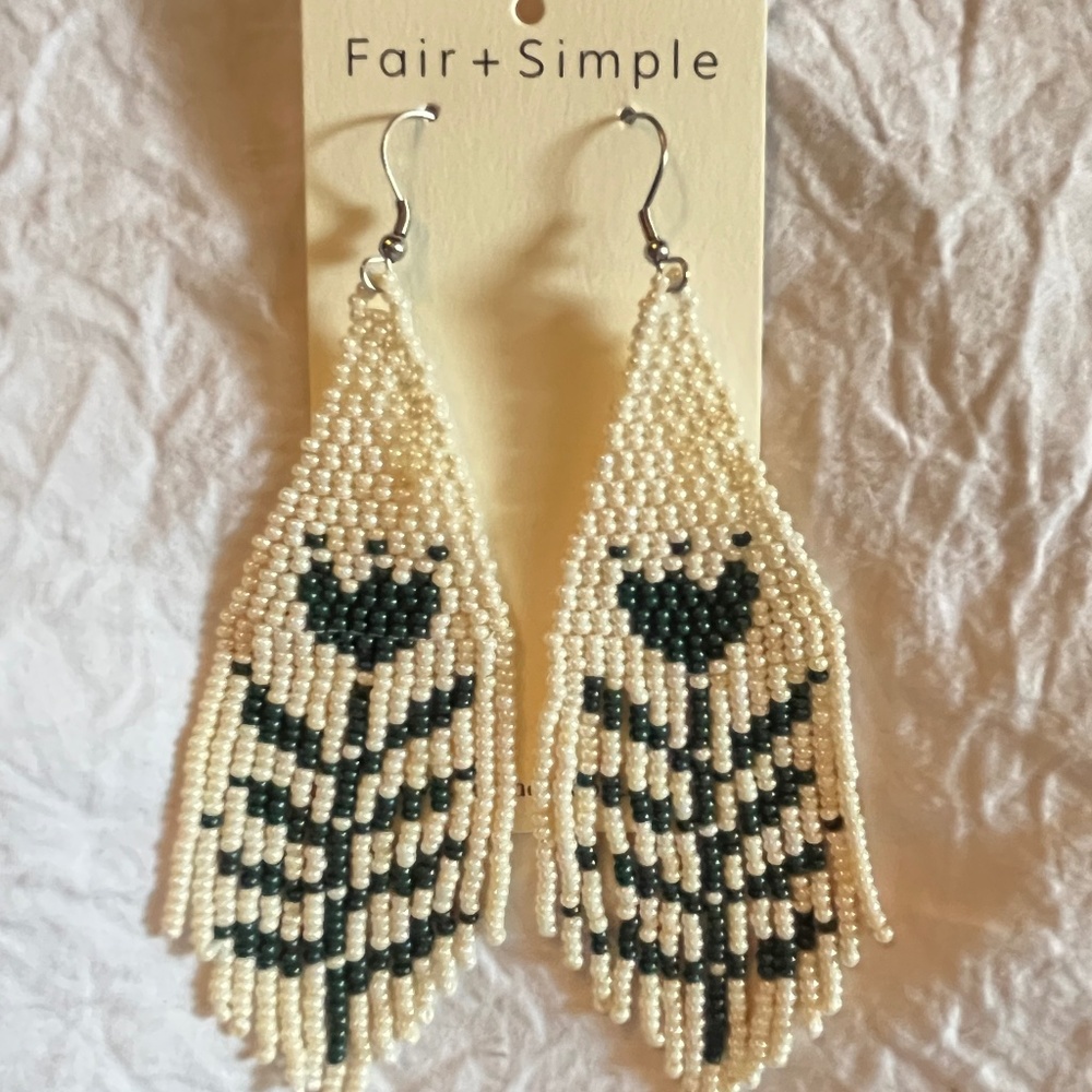 Folk Flower Beaded Fringe Earrings